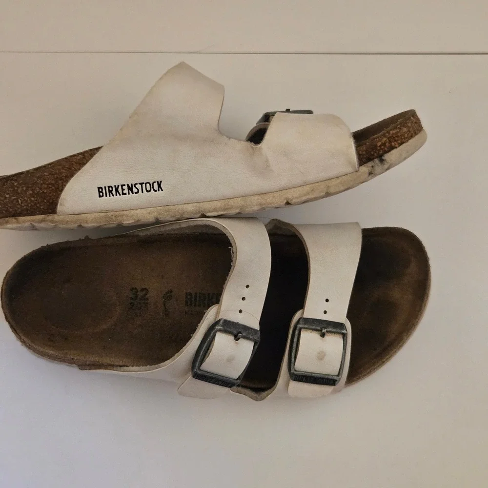 Birkenstock Arizona Kids White Birko-Flor Two Strap Sandals Size 32 L11 205